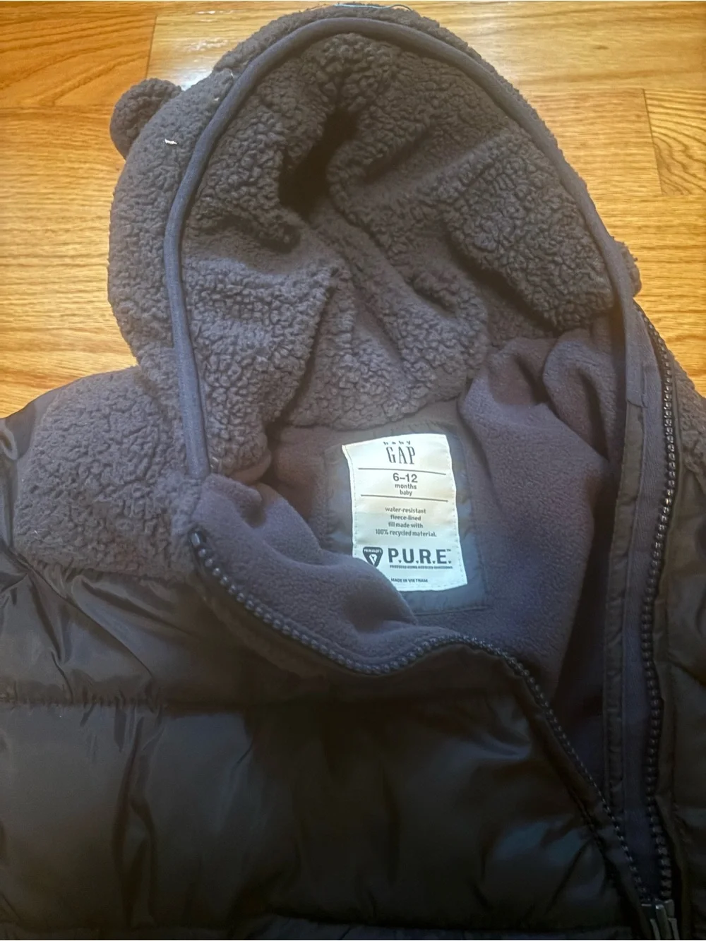 GAP Baby Navy Quilted Snowsuit with Bear Hood! Never worn from SFPF house!